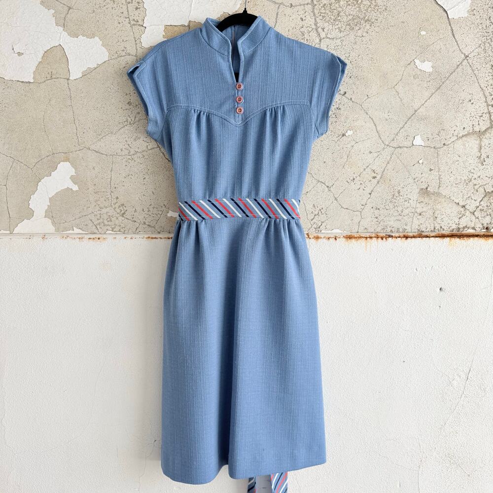 Vtg 60s Jonathan Logan Mod Dress Stand‎ Collar Belted Retro Fit + Flare Womens S